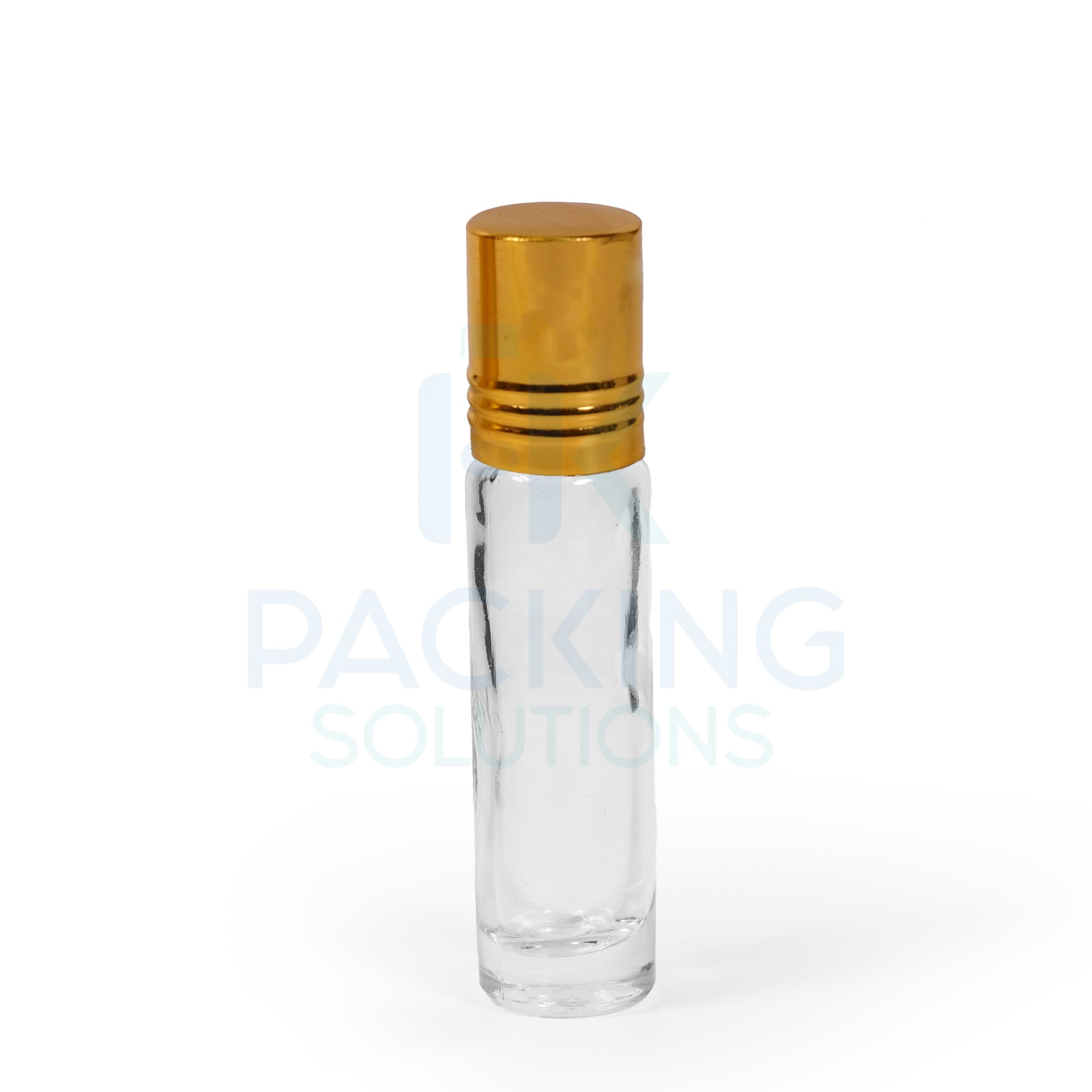 10ml Clear glass roll on gold and silver cap