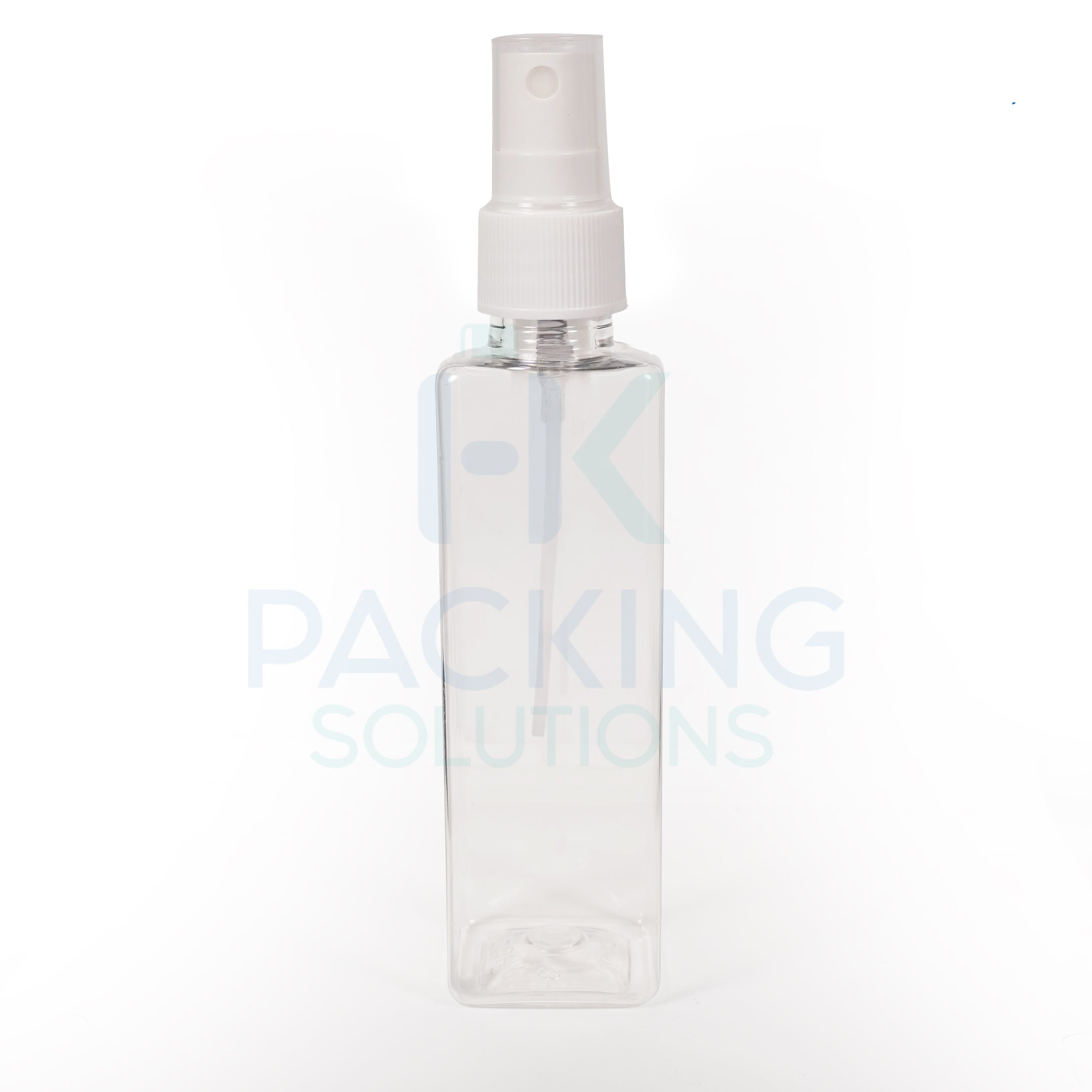 200ml Clear pet square bottle with 24mm mist spary ( White, Black )