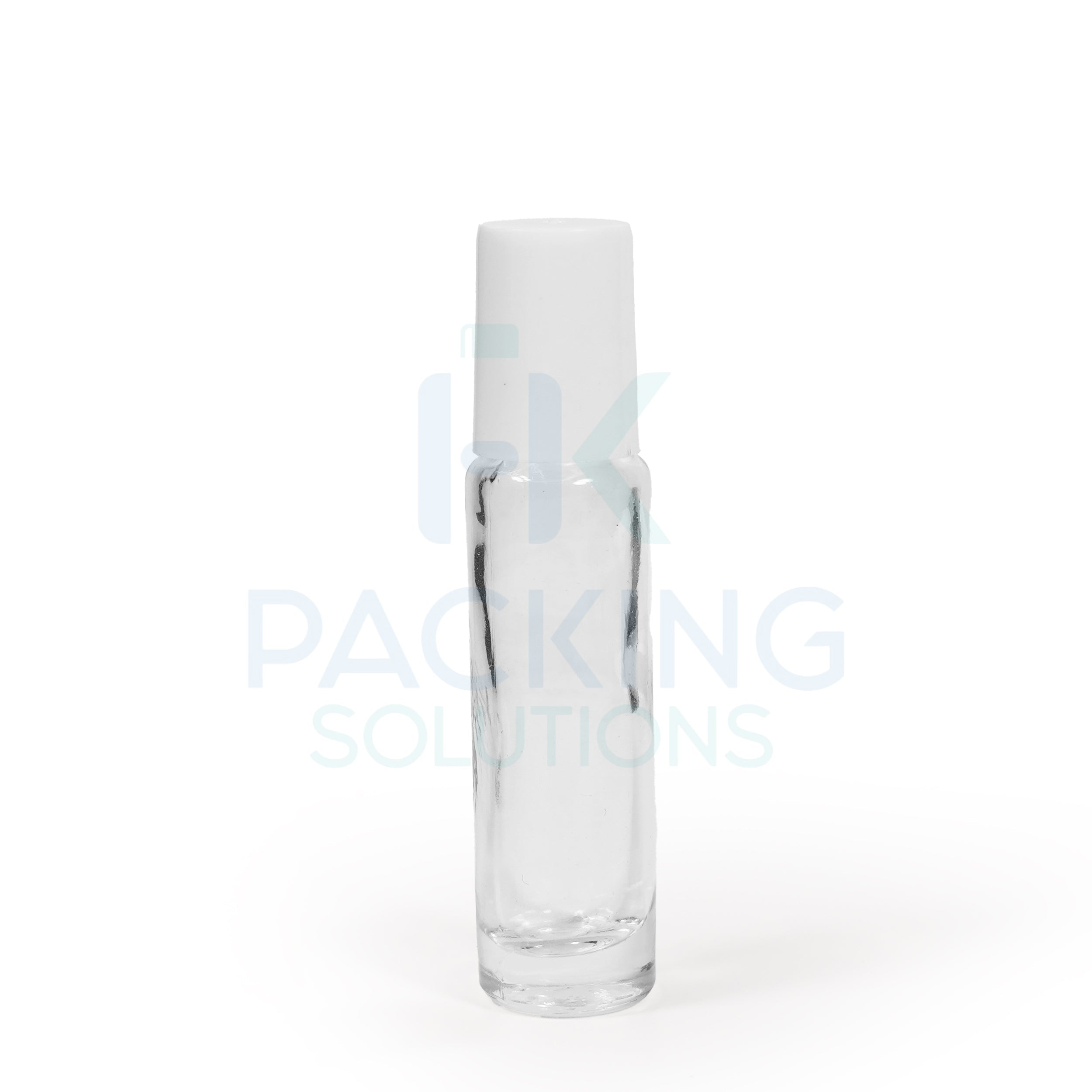 10ml Clear glass roll on white and black cap
