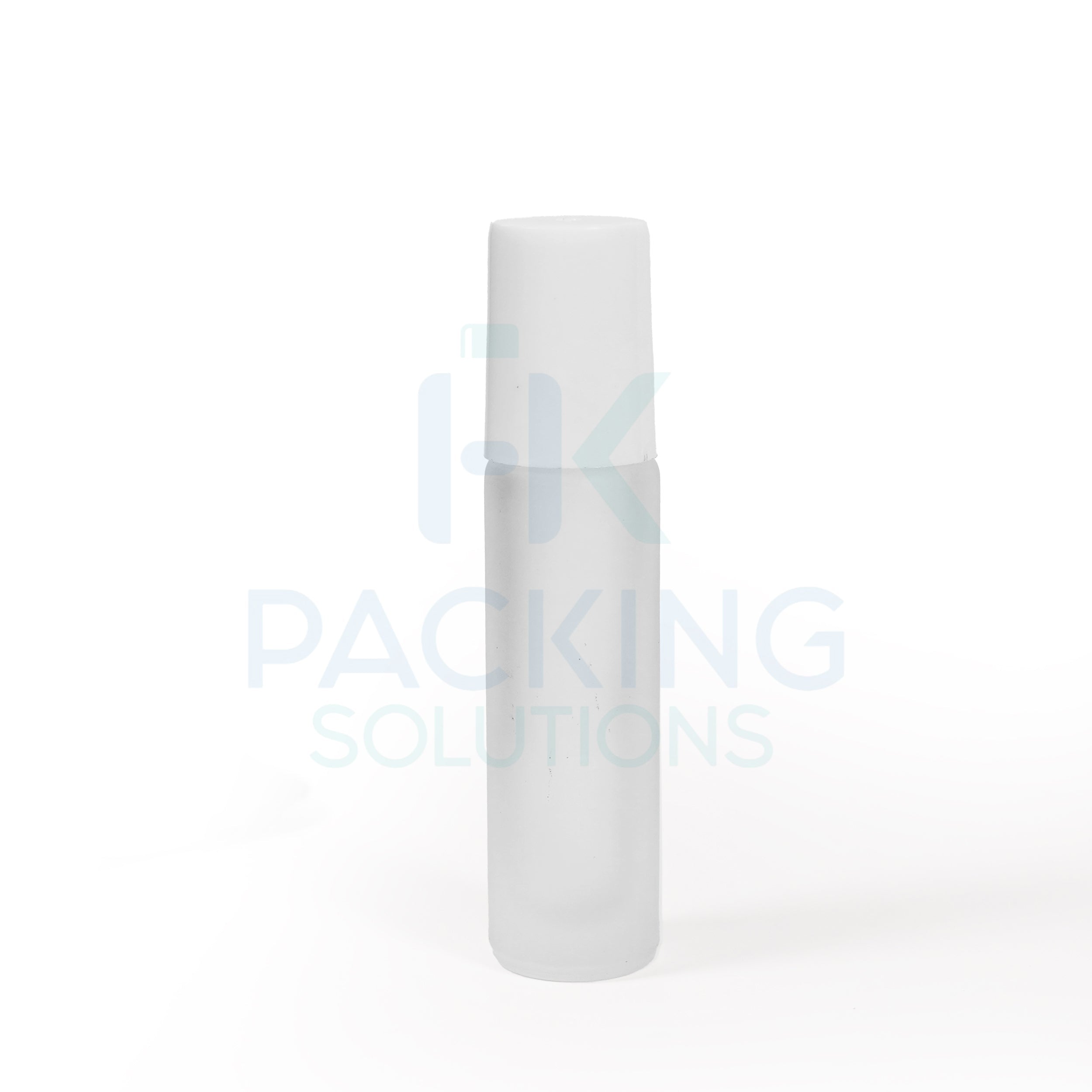 10ml Clear frosted glass roll on white and black cap