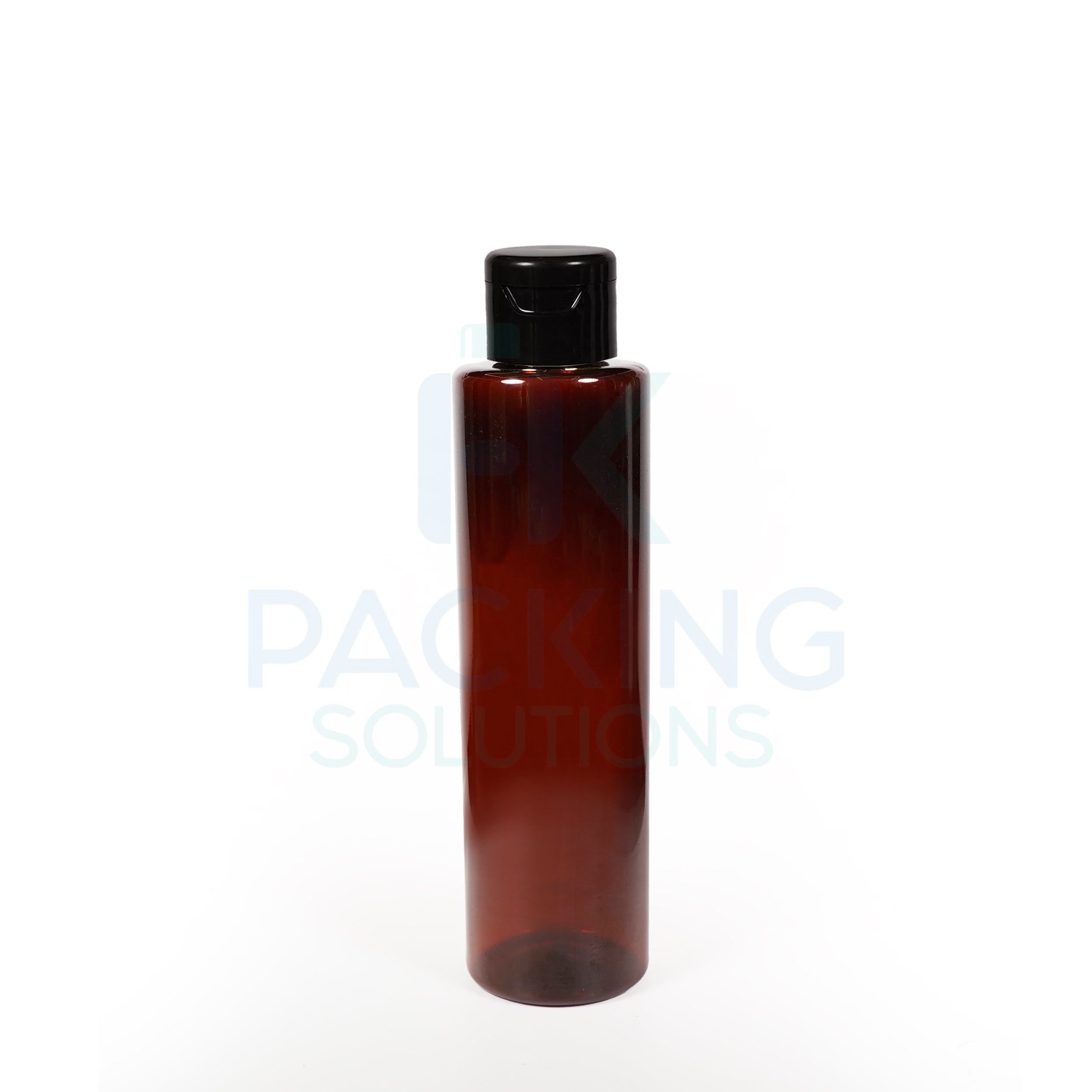 200ml Amber pet round life bottle with 24mm FTC cap ( White, Black )