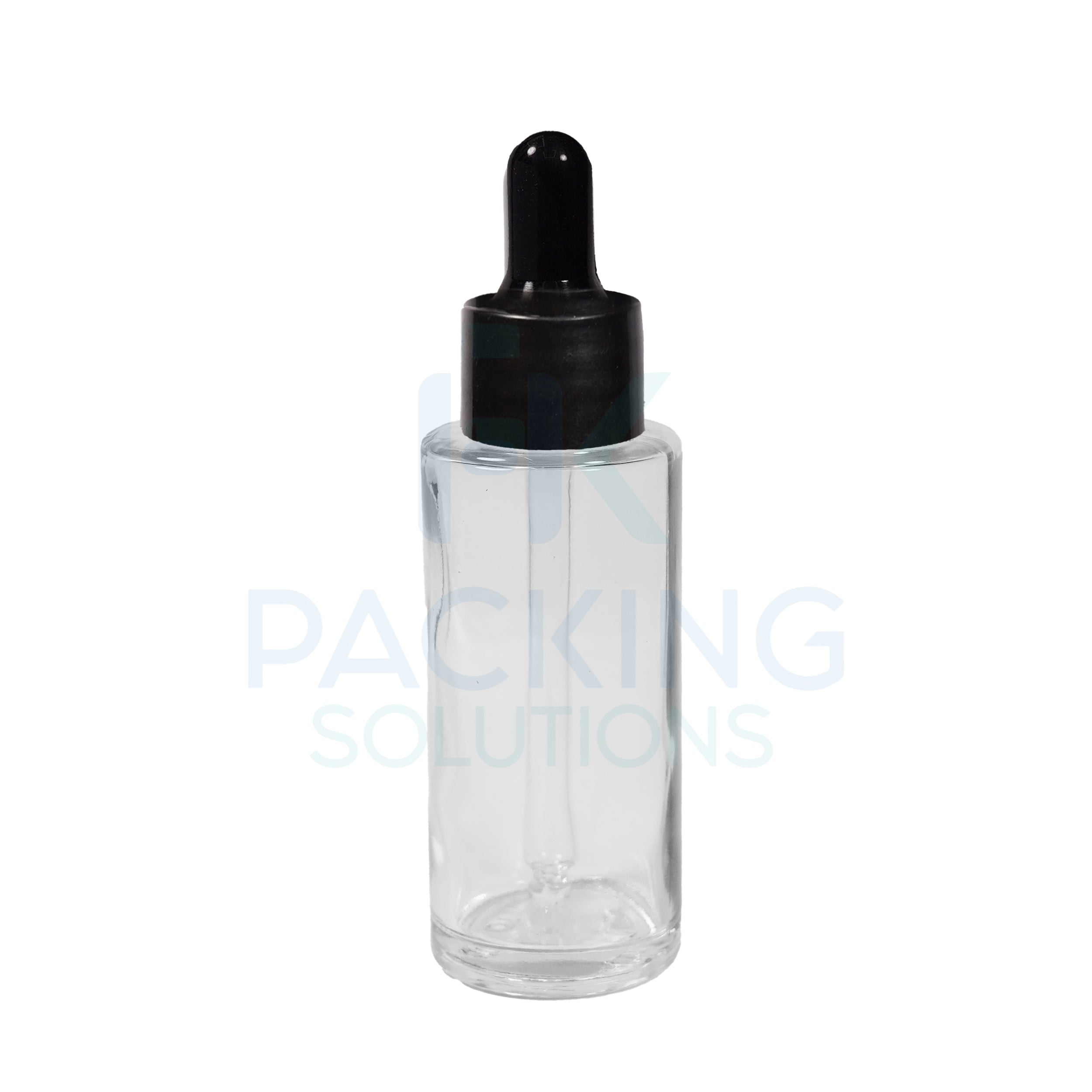 Flat Glass Bottle + Dropper   30ML ( White & Black )