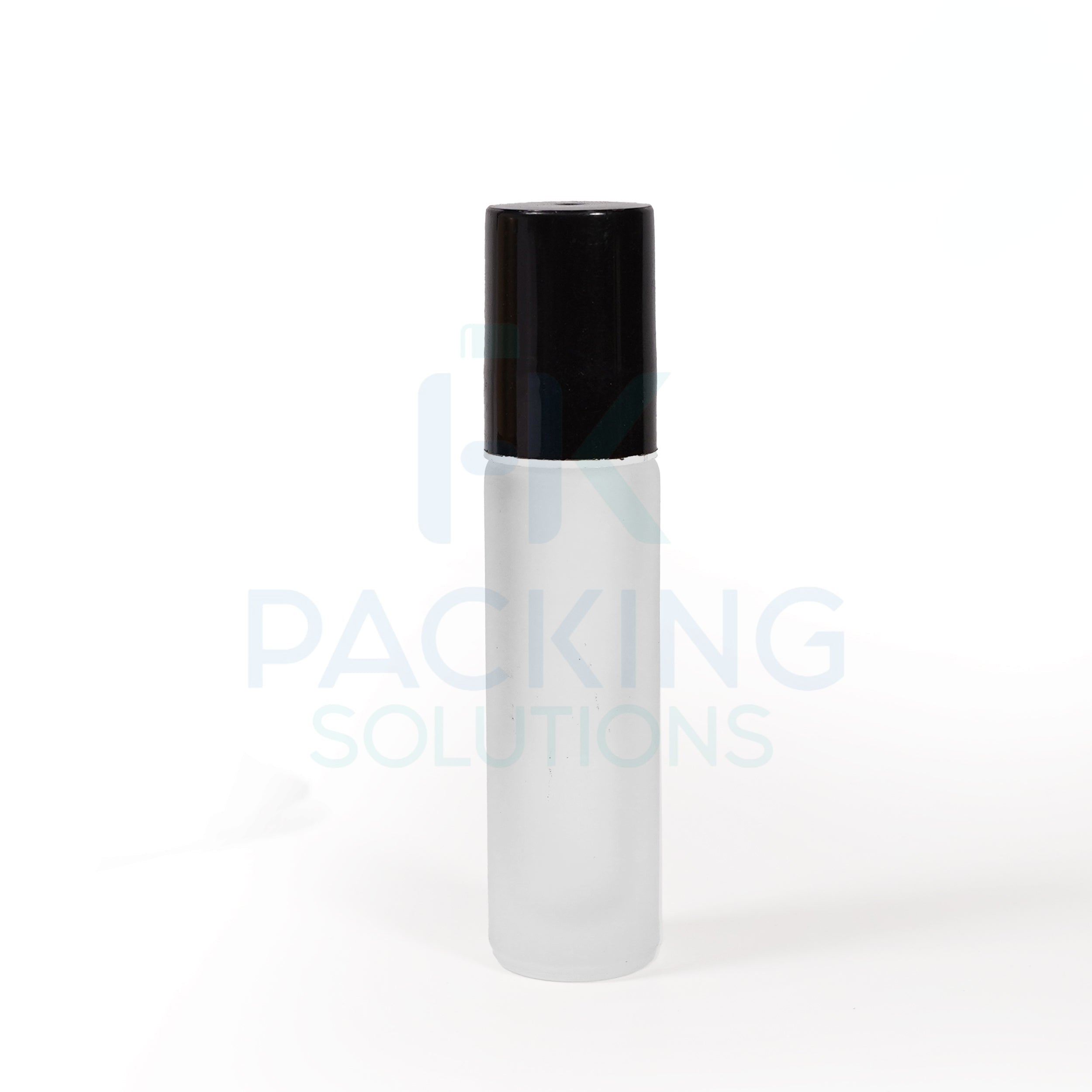 10ml Clear frosted glass roll on white and black cap