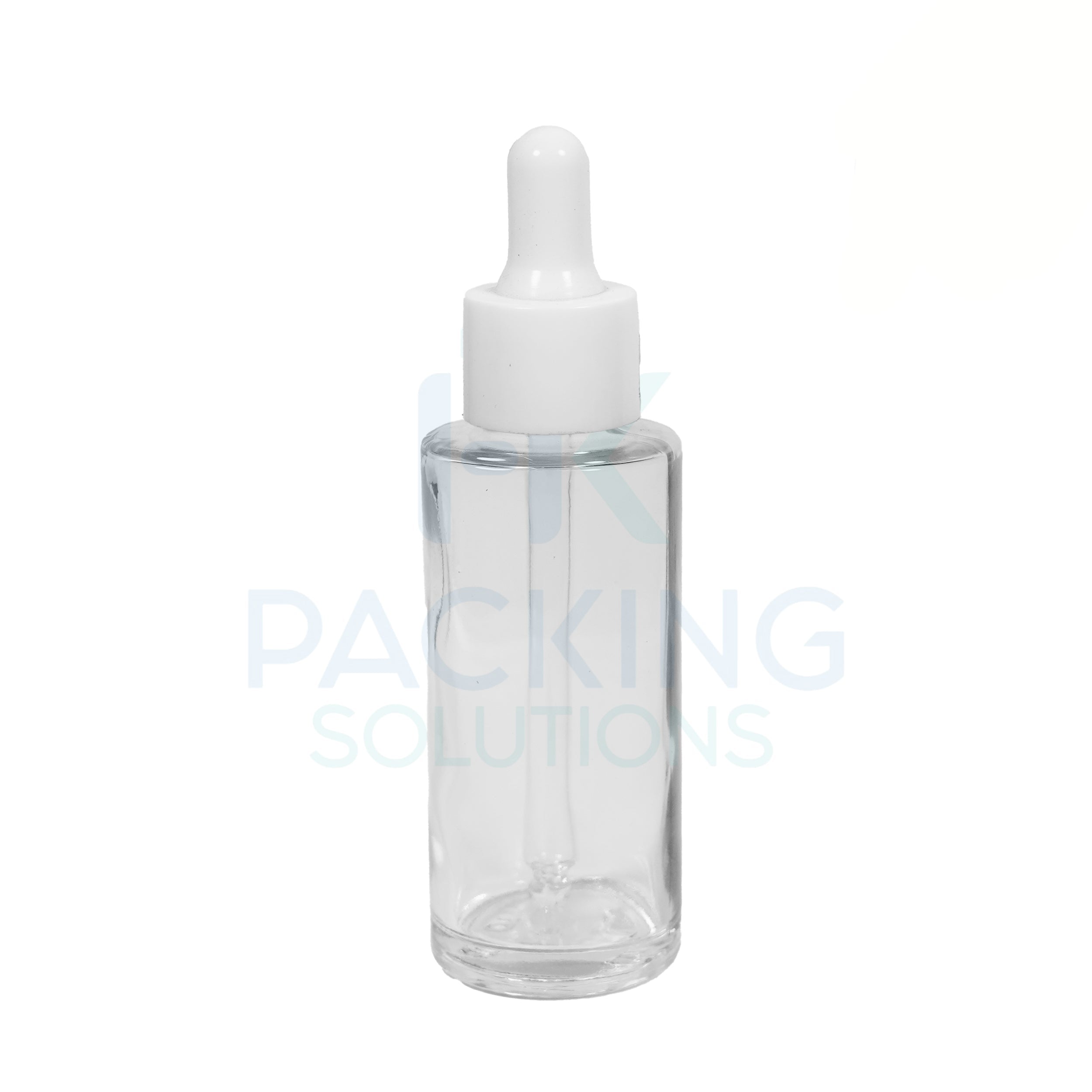 50ml  Frosted Flat shoulder glass bottle + dropper white and black