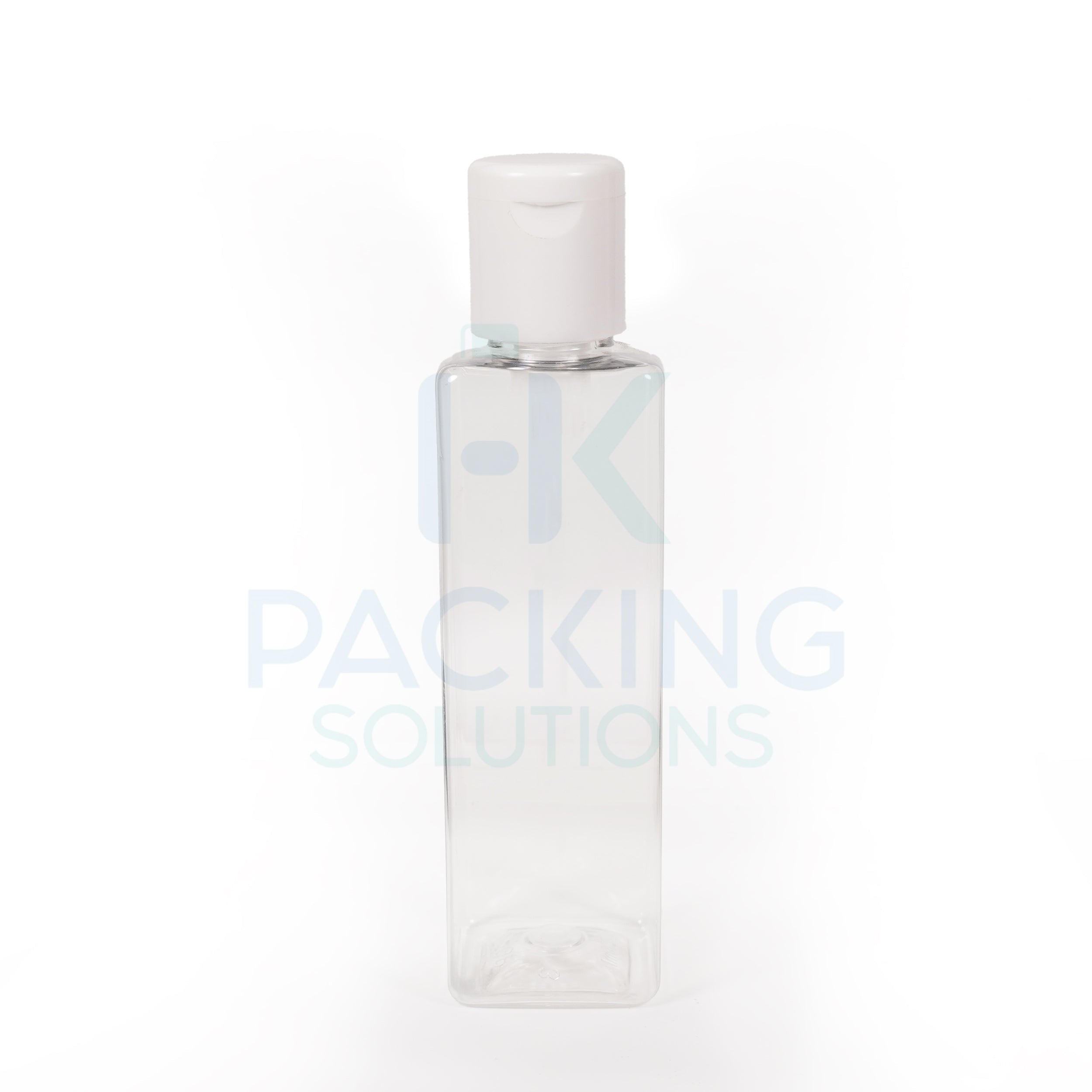 200ml Clear pet square bottle with 24mm FTC cap ( White, Black )