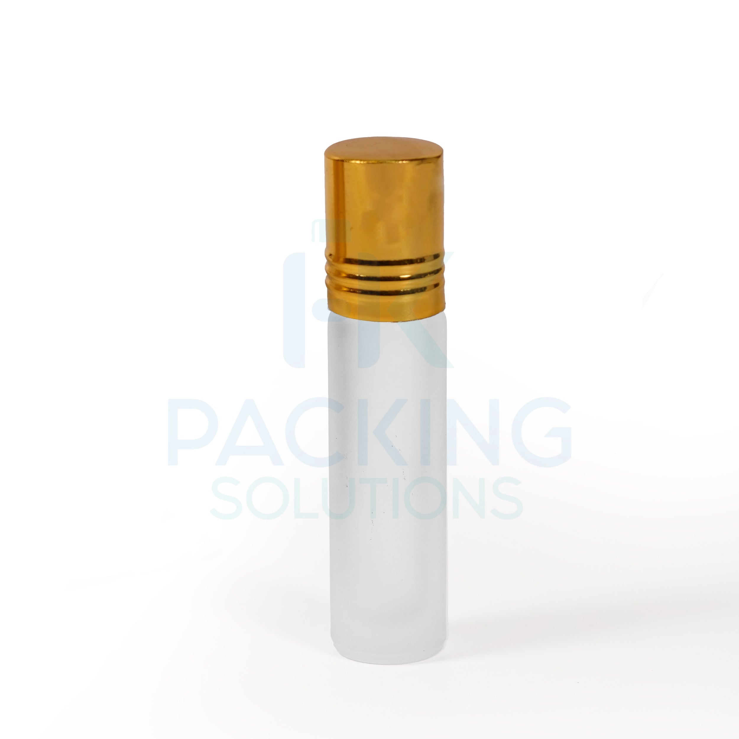10ml Clear frosted glass roll on gold and silver cap