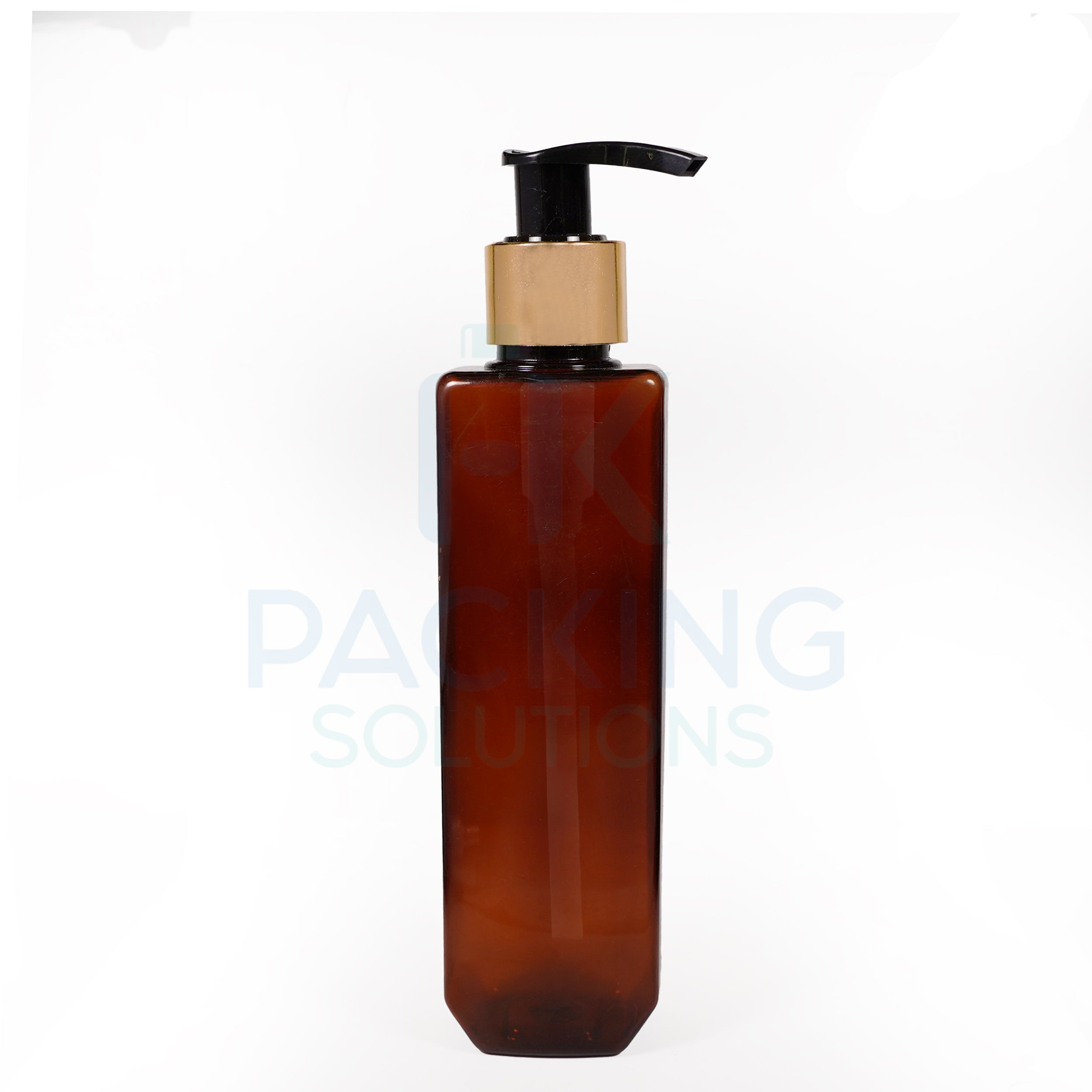 200ml Amber pet cetra bottle with 24mm lotion pump ( Gold black )