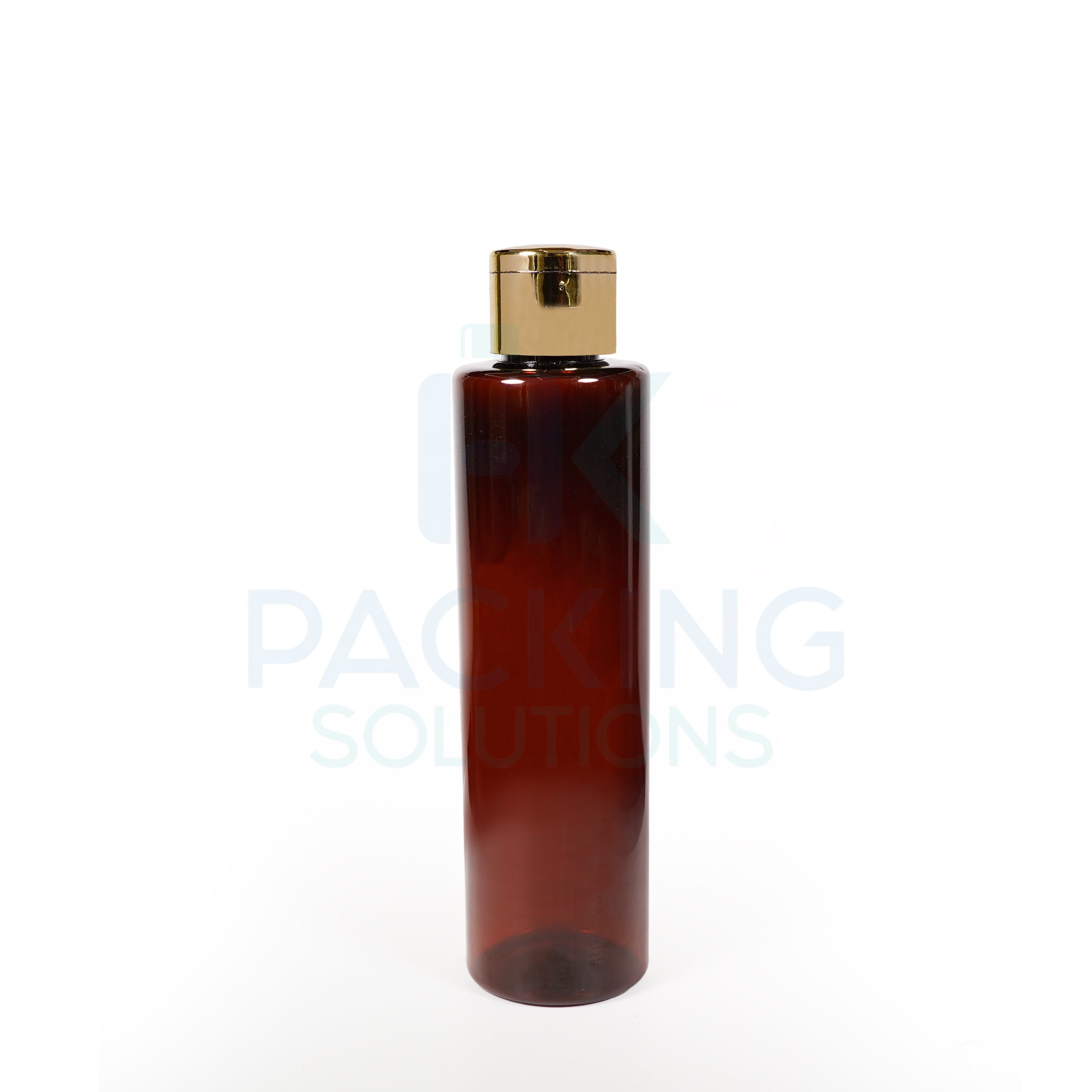 100ml Amber pet sleek bottle with 24mm FTC cap ( Gold )